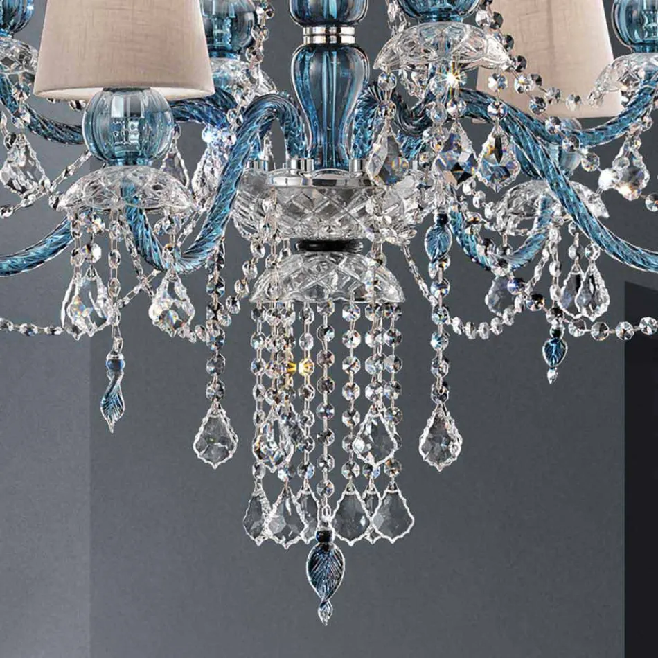 Araña de 8 luces en vidrio veneciano Hecho a mano, Made in Italy - Milagros Viadurini