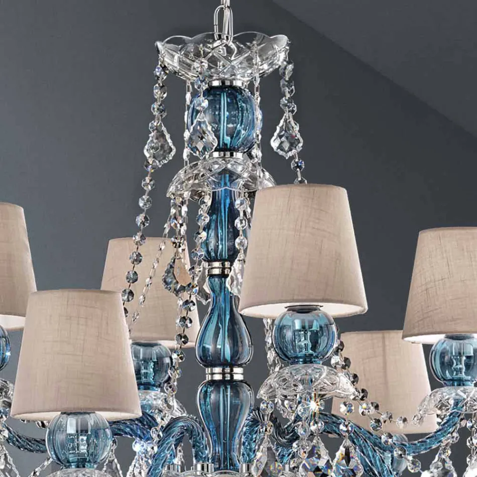 Araña de 8 luces en vidrio veneciano Hecho a mano, Made in Italy - Milagros Viadurini