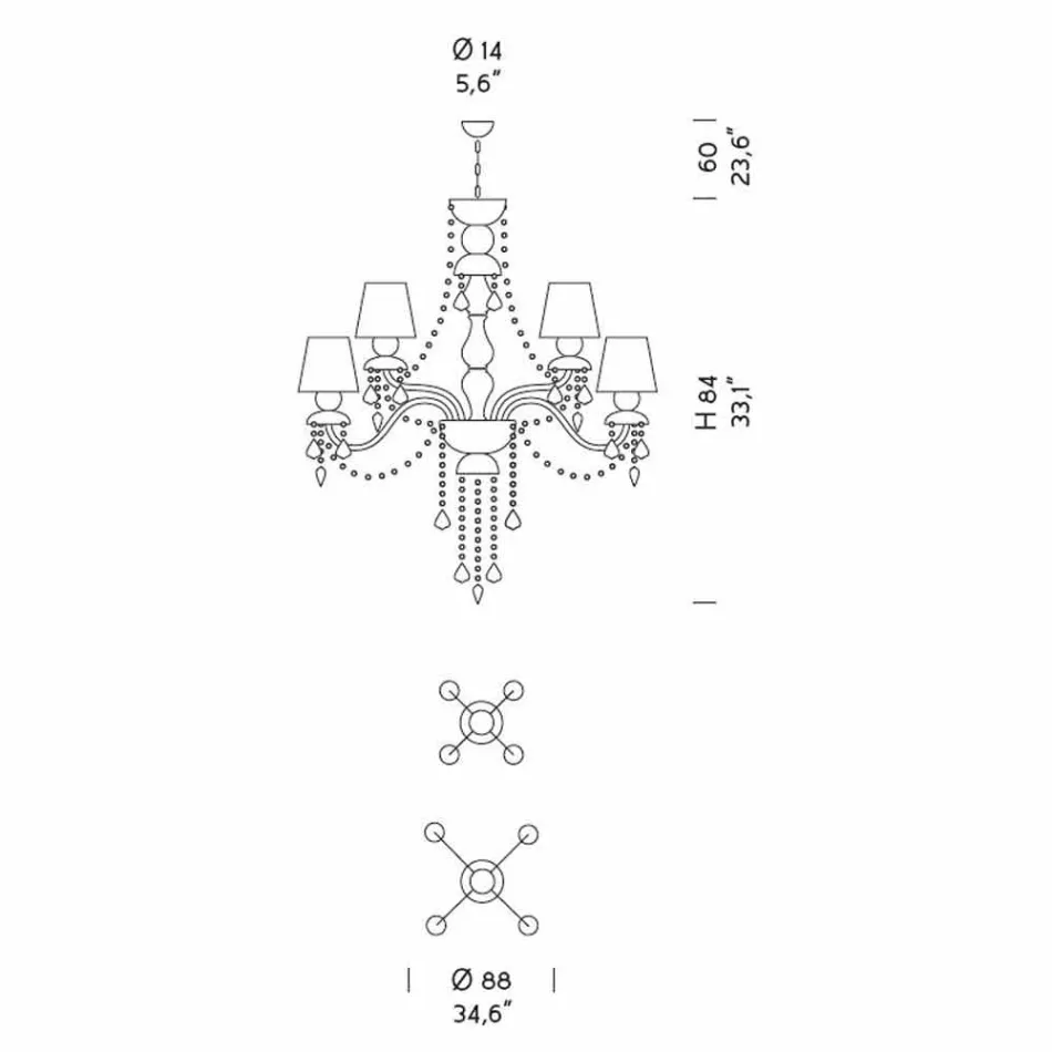 Araña de 8 luces en vidrio veneciano Hecho a mano, Made in Italy - Milagros Viadurini