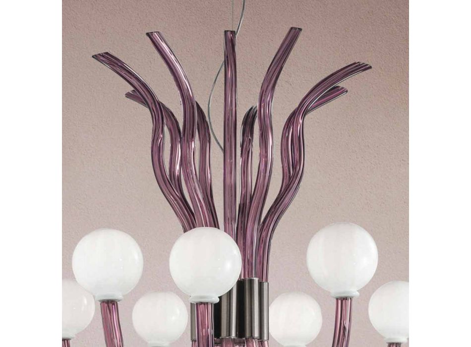 Lámpara de araña de cristal veneciano de amatista clara 9 Made in Italy - Antonietta Viadurini
