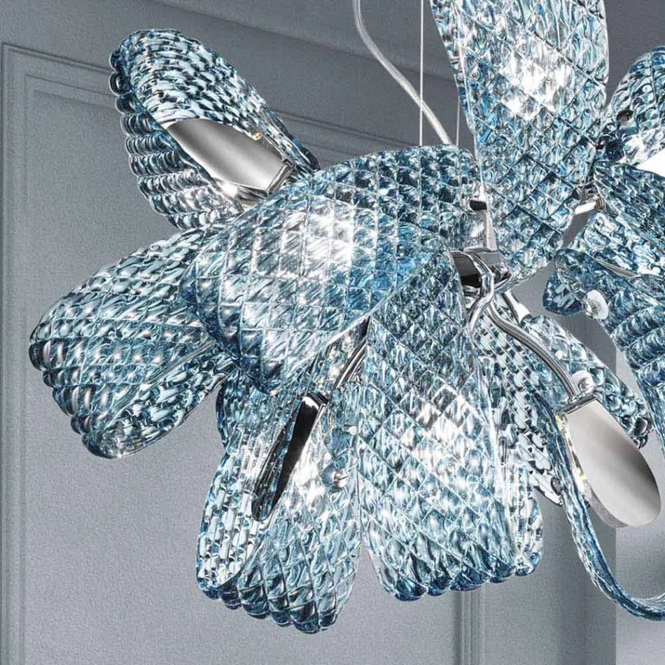 Lámpara de araña de cristal veneciano de 9 luces, hecha a mano en Italia - Diamonique Viadurini