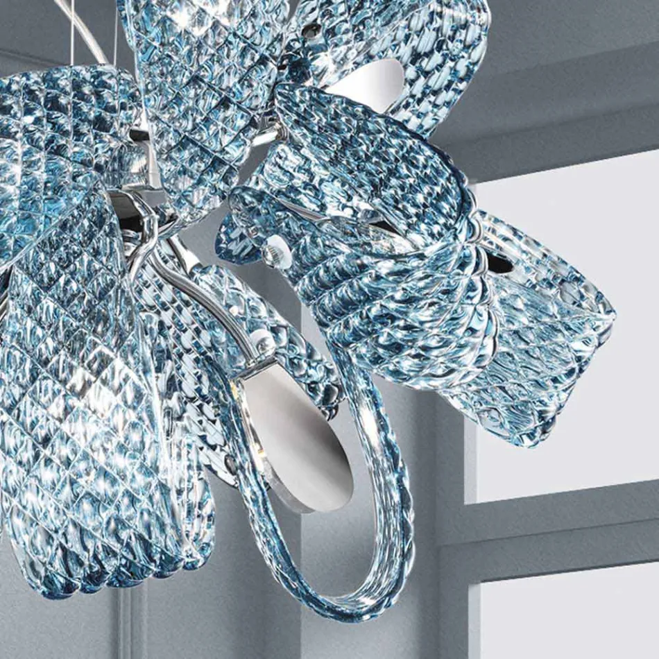 Lámpara de araña de cristal veneciano de 9 luces, hecha a mano en Italia - Diamonique Viadurini