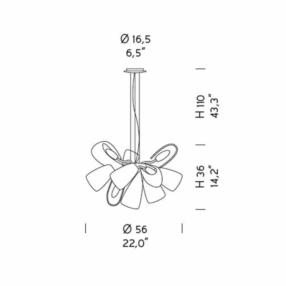 Lámpara de araña de cristal veneciano de 9 luces, hecha a mano en Italia - Diamonique Viadurini