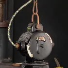 cerámica vendimia campana de la lámpara y el metal Angela Ferroluce Viadurini