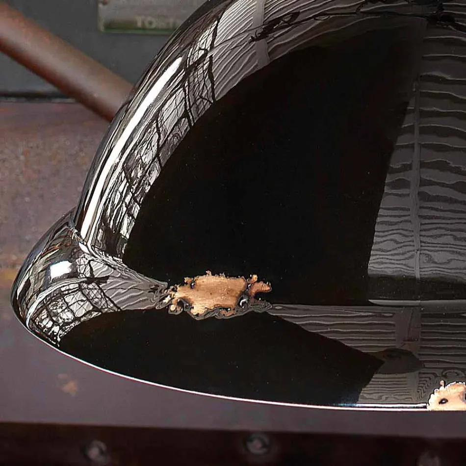 cerámica vendimia campana de la lámpara y el metal Angela Ferroluce Viadurini