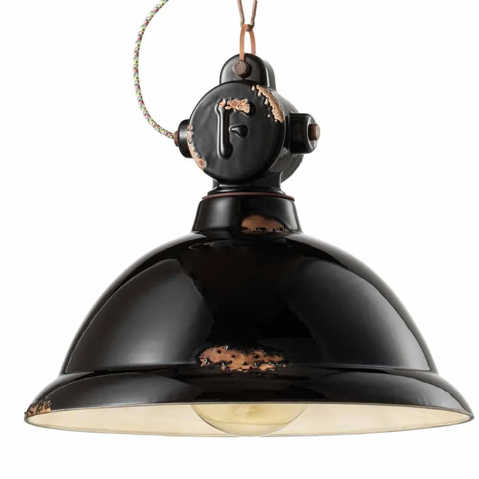 cerámica vendimia campana de la lámpara y el metal Angela Ferroluce Viadurini