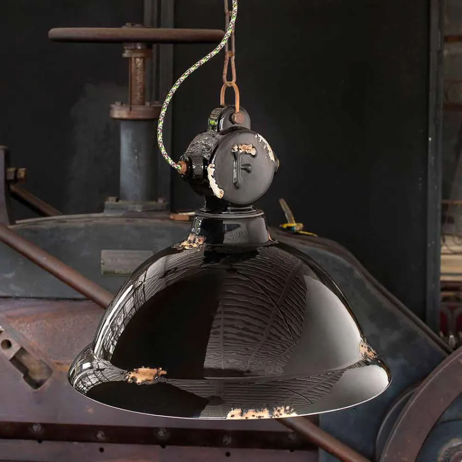 cerámica vendimia campana de la lámpara y el metal Angela Ferroluce Viadurini