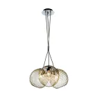 Lámpara de araña veneciana de tres luces con forma de ramo de cristal soplado, fabricada en Italia - Lucilla Viadurini