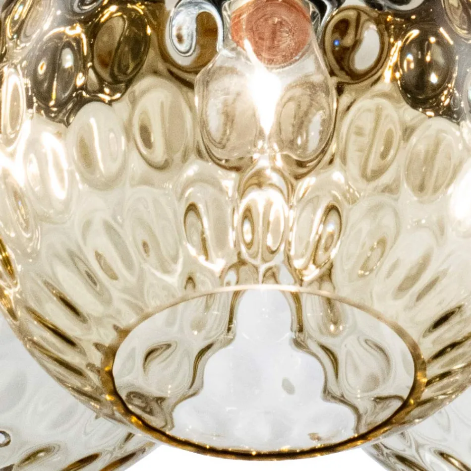 Lámpara de araña veneciana de tres luces con forma de ramo de cristal soplado, fabricada en Italia - Lucilla Viadurini