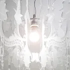 Lámpara colgante de plexiglás blanco satinado, fabricada en Italia - Luca Viadurini