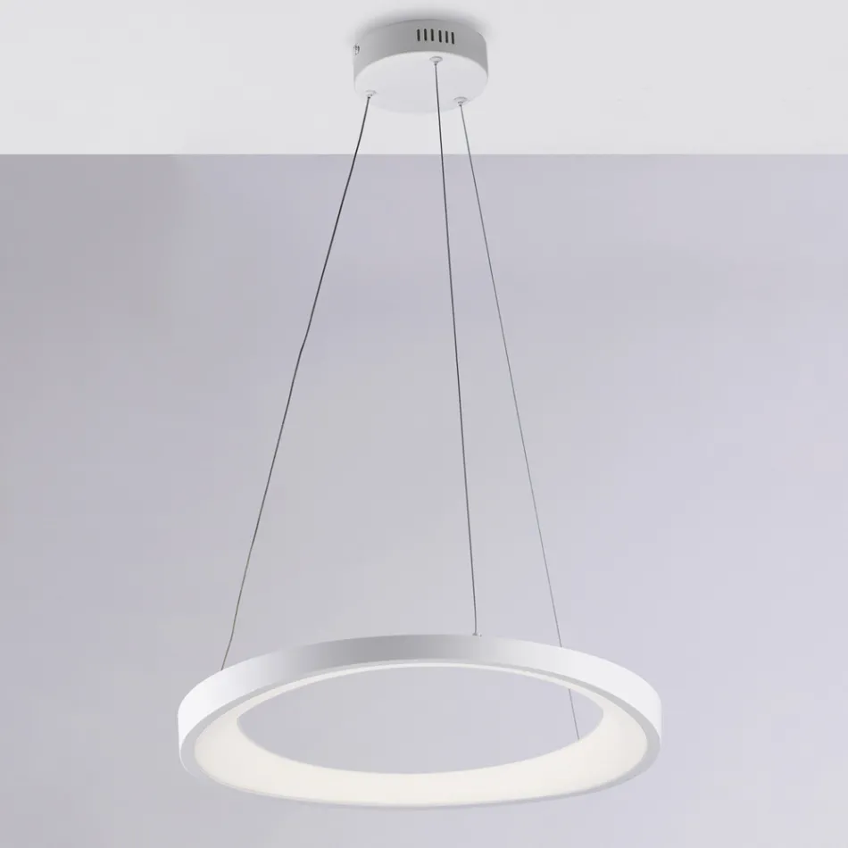 Voyager - Lámpara colgante de metal blanco, cromado y plateado para interiores Viadurini