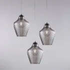Lámpara colgante de metal y vidrio negro de 3 luces Alnitak Viadurini