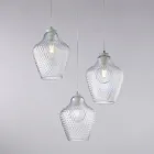 Lámpara colgante de metal y vidrio negro de 3 luces Alnitak Viadurini