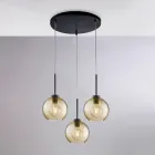 Lámpara colgante de metal y vidrio negro de 3 luces - Betelgeuse Viadurini