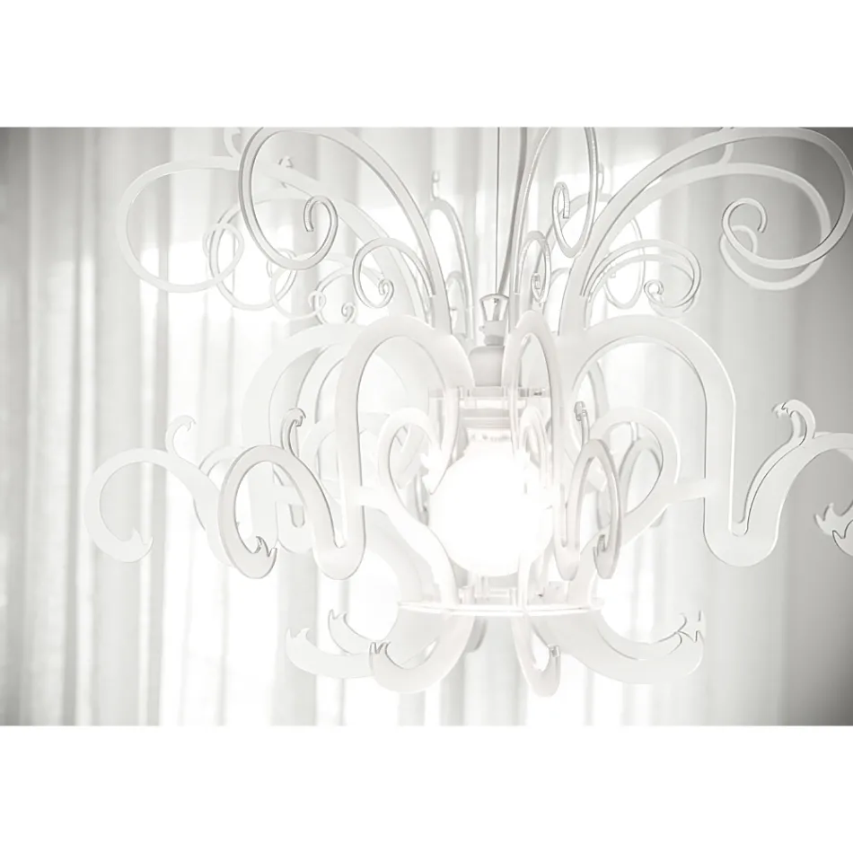 Lámpara de suspensión en plexiglás blanco o negro reciclable - Sancho Viadurini