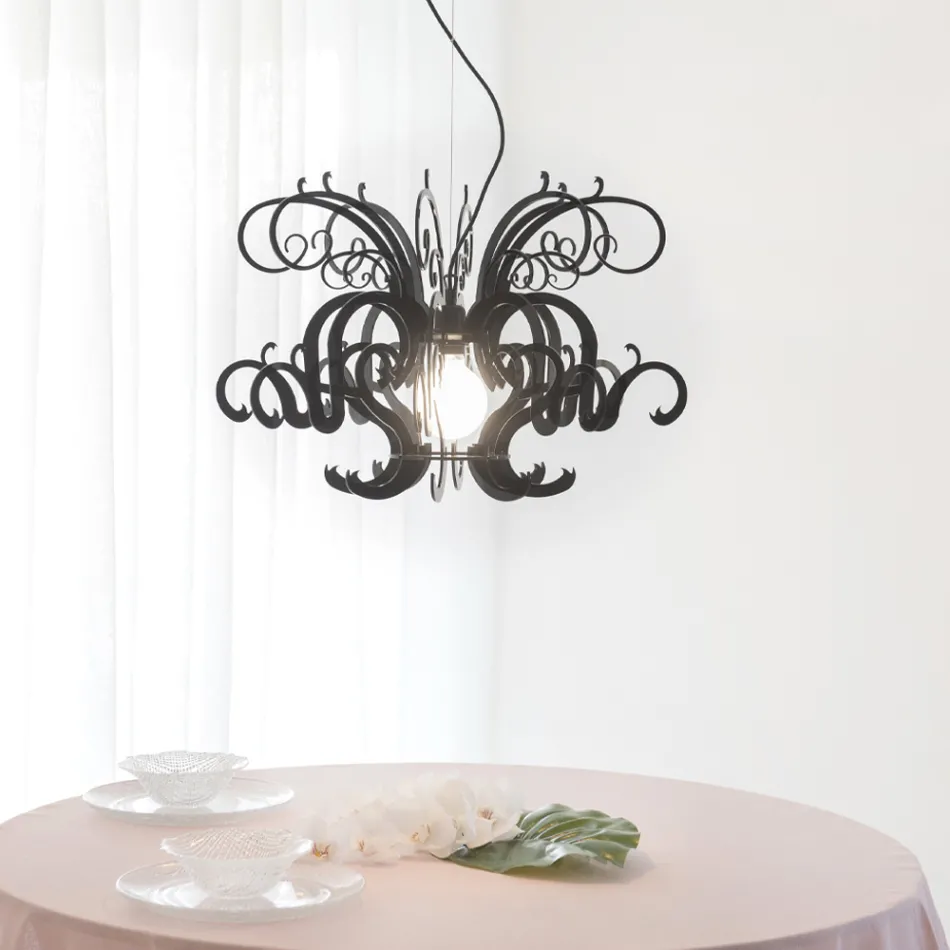 Lámpara de suspensión en plexiglás blanco o negro reciclable - Sancho Viadurini