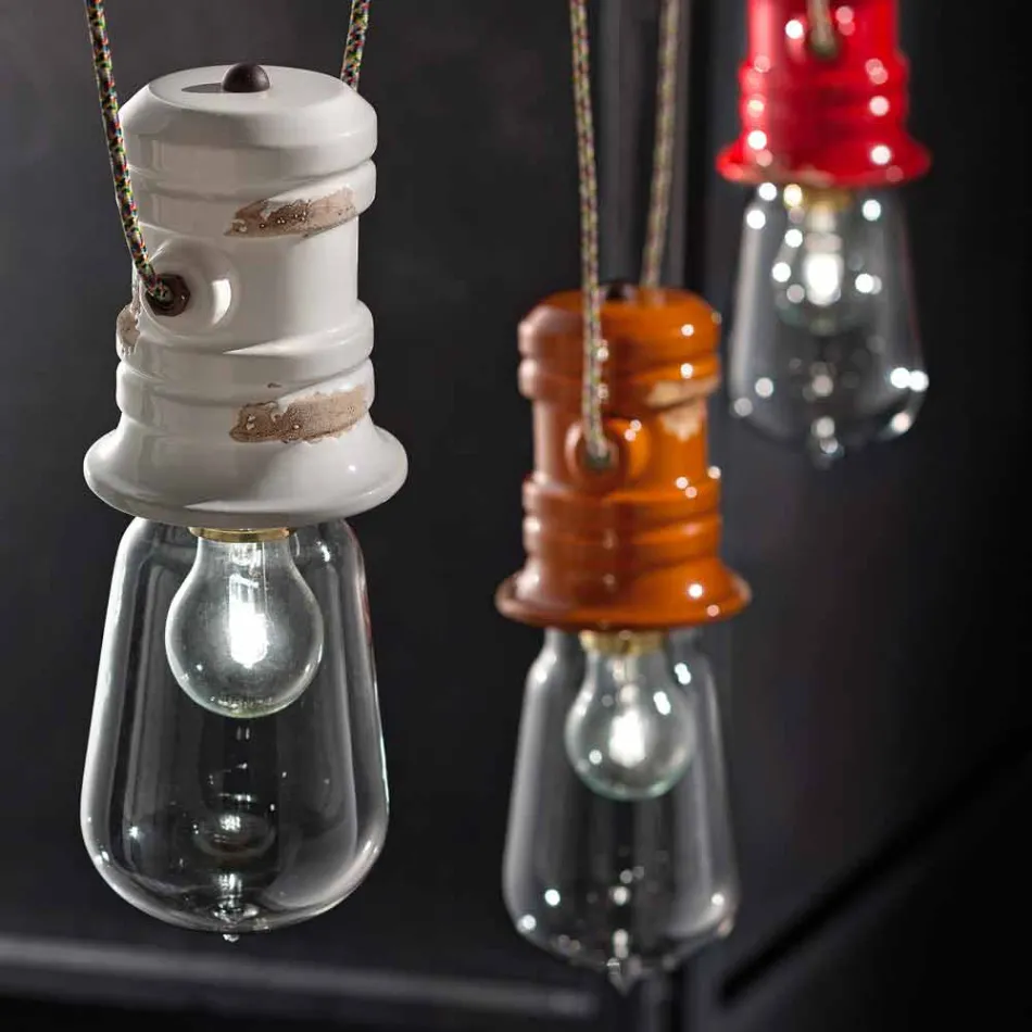 De la lámpara tres focos suspensión artesano Jayda Ferroluce Viadurini