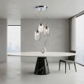Lámpara de araña de tres luces con barra circular en vidrio soplado, fabricada en Italia - Soffio