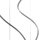 Lámpara de araña de tres luces con barra circular en vidrio soplado, fabricada en Italia - Soffio Viadurini
