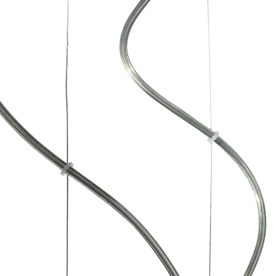 Lámpara de araña de tres luces con barra circular en vidrio soplado, fabricada en Italia - Soffio Viadurini