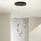 Araña colgante en metal pintado de negro con 6 luces LED - Cedro Viadurini