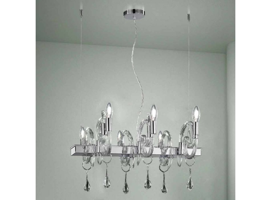 Araña artesanal de 6 luces en vidrio veneciano Made in Italy - Bernadette Viadurini