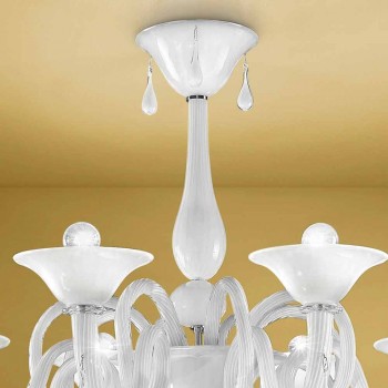 Araña artesanal de 8 luces en cristal de Venecia, Made in Italy - Margherita