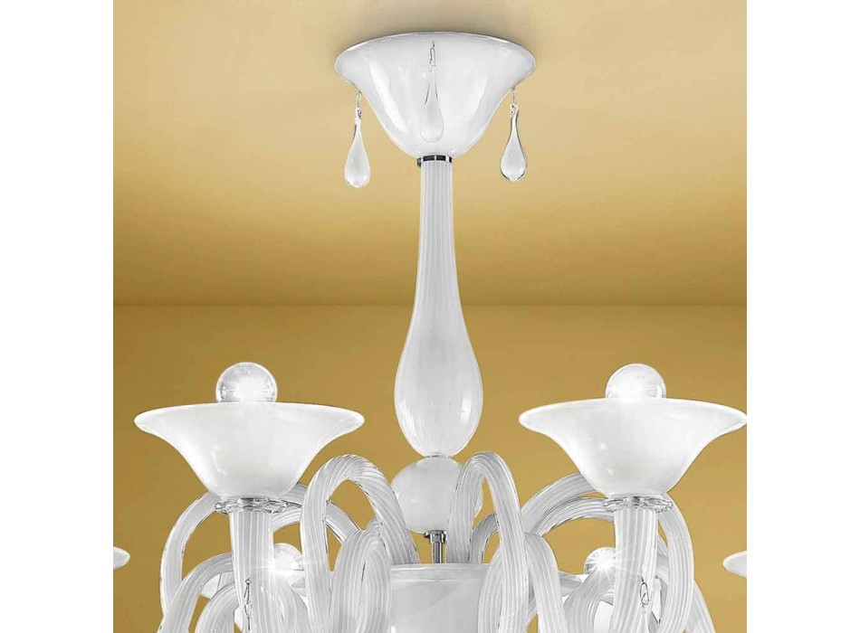 Araña artesanal de 8 luces en cristal de Venecia, Made in Italy - Margherita Viadurini