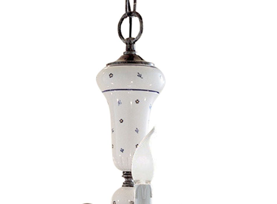 Lámpara de araña hecha a mano de cerámica y latón antiguo - San Remo Viadurini