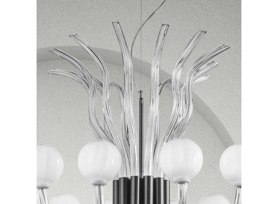 Lámpara de araña artesanal con 12 luces de vidrio veneciano, Made in Italy - Antonietta Viadurini