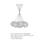 Lámpara de araña hecha a mano en vidrio veneciano y metal - Bolle Balloton Viadurini