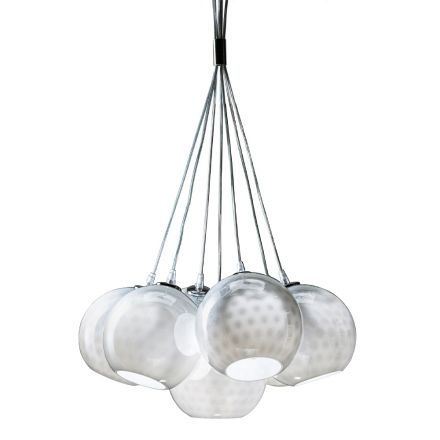 Lámpara de araña hecha a mano en vidrio veneciano y metal - Bolle Balloton Viadurini