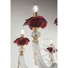Araña clásica de 6 luces de vidrio soplado con detalles florales - Blunda Viadurini