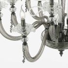 Araña clásica de 6 luces de vidrio soplado con detalles florales - Blunda Viadurini