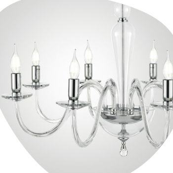 Araña clásica 8 luces en vidrio italiano hecho a mano y metal - Oliver