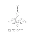 Araña artesanal clásica de vidrio veneciano blanco soplado - Elsa Viadurini