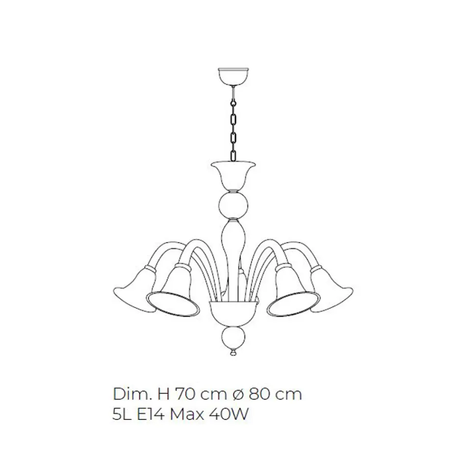 Araña artesanal clásica de vidrio veneciano blanco soplado - Elsa Viadurini