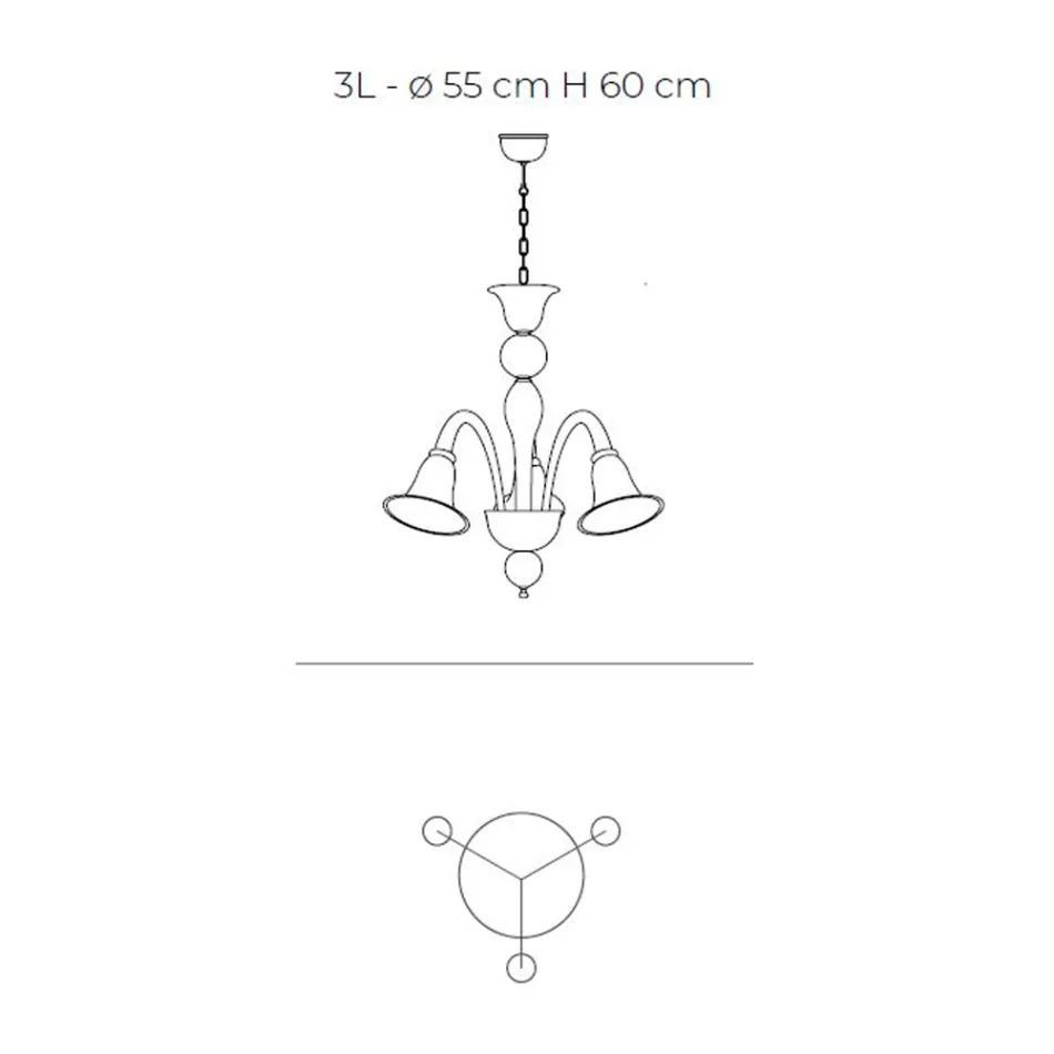 Araña artesanal clásica de vidrio veneciano blanco soplado - Elsa Viadurini