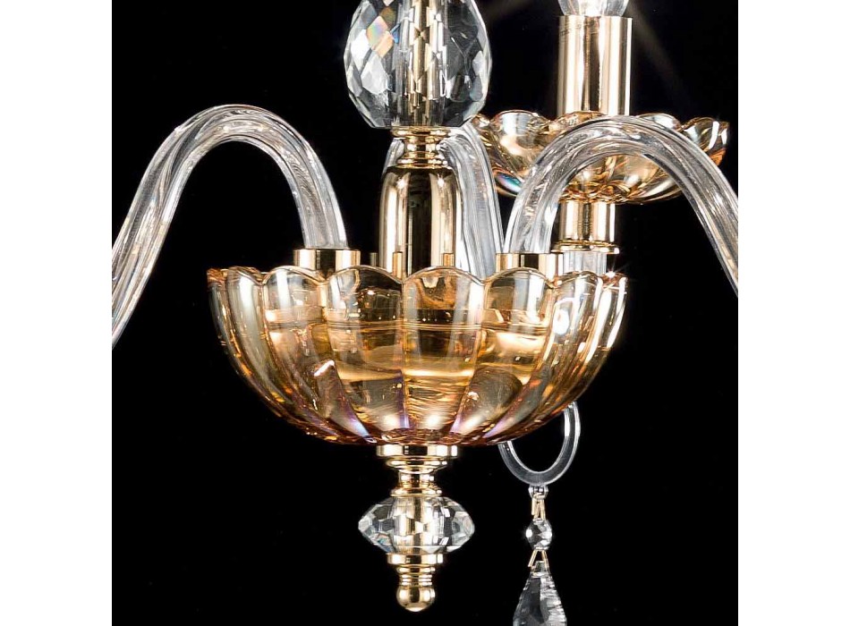 araña clásico en vidrio y cristal 3 luces Belle, fabricado en Italia Viadurini