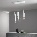Lámpara de araña con 10 luces LED en metal pintado y cables ajustables - Alerce Viadurini