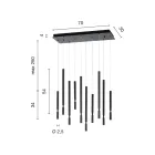 Lámpara de araña con 10 luces LED en metal pintado y cables ajustables - Alerce Viadurini
