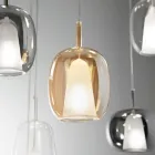 Lámpara de araña de 12 luces de cristal y alambre transparente fabricada en Italia - Trilly Viadurini