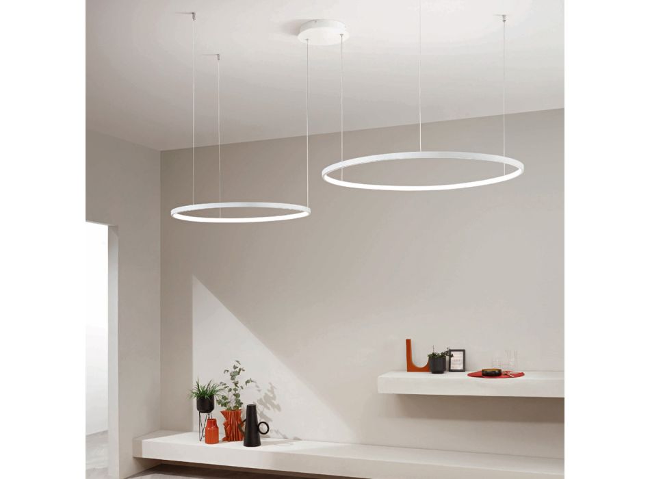 Lámpara de araña con 2 o 3 luces LED Roronde horizontales en metal pintado - Morera Viadurini