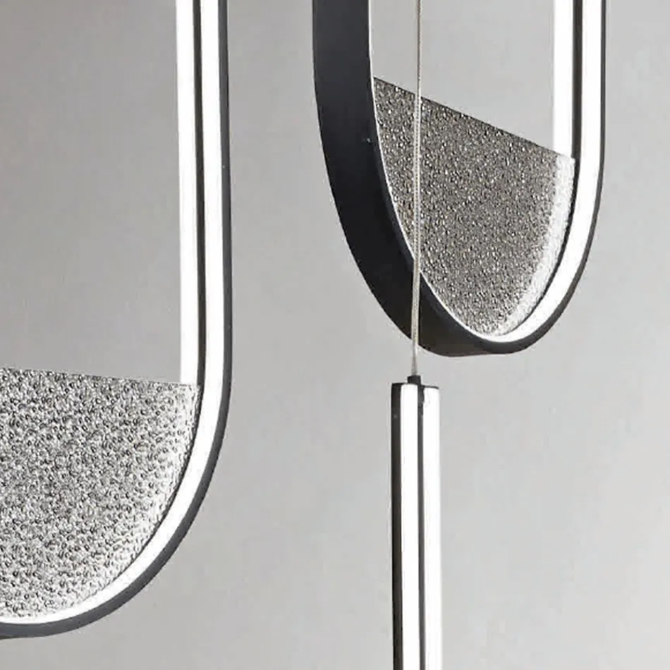 Lámpara de araña de 3 LED con inserto extraíble en vidrio granulado - Catalpa Viadurini