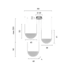 Lámpara de araña de 3 LED con inserto extraíble en vidrio granulado - Catalpa Viadurini