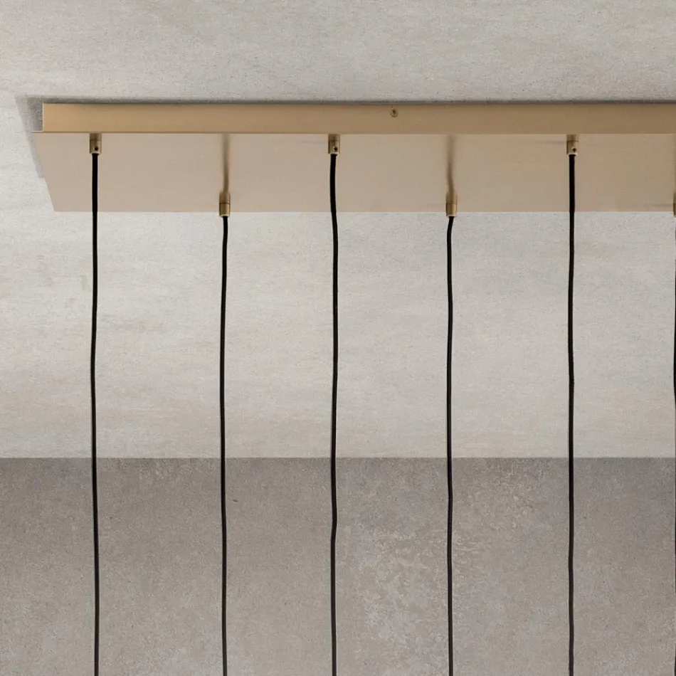 Lámpara de araña de 6 luces de cristal soplado en forma de esfera fabricada en Italia - Prilla Viadurini