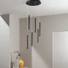 Lámpara de araña con 6 luces LED en metal pintado y cables ajustables - Alerce Viadurini