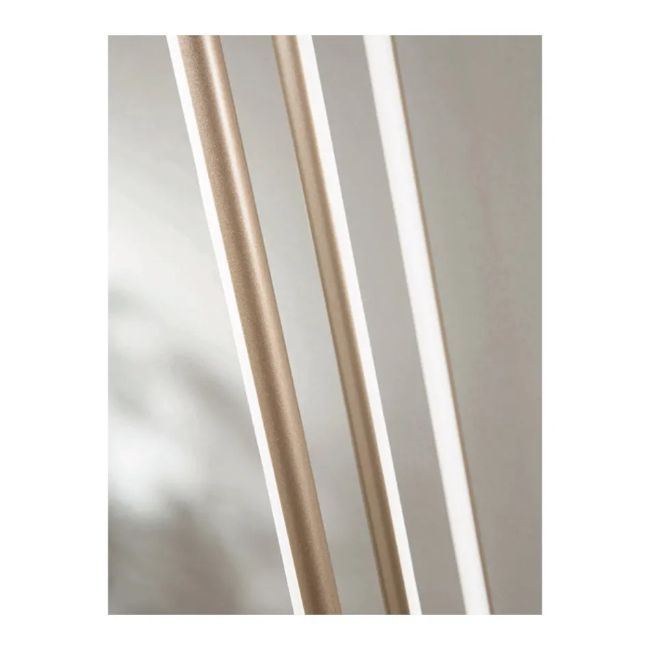 Lámpara de araña con 8 luces LED en metal pintado dorado y cables ajustables - Naranja Viadurini