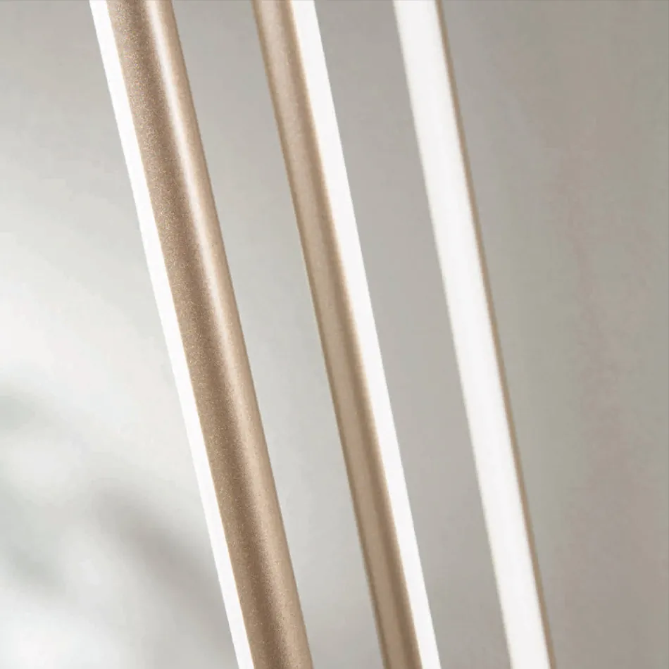 Lámpara de araña con 8 luces LED en metal pintado dorado y cables ajustables - Naranja Viadurini