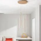 Lámpara de araña con 8 luces LED en metal pintado dorado y cables ajustables - Naranja Viadurini
